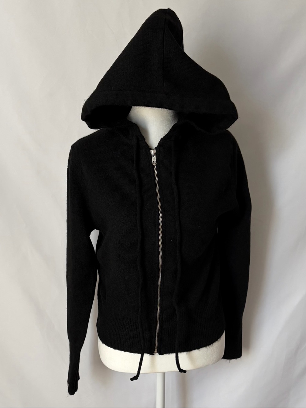 New Zenana Knit full-zip hoodie sweater Black size Large - Picture 3 of 8
